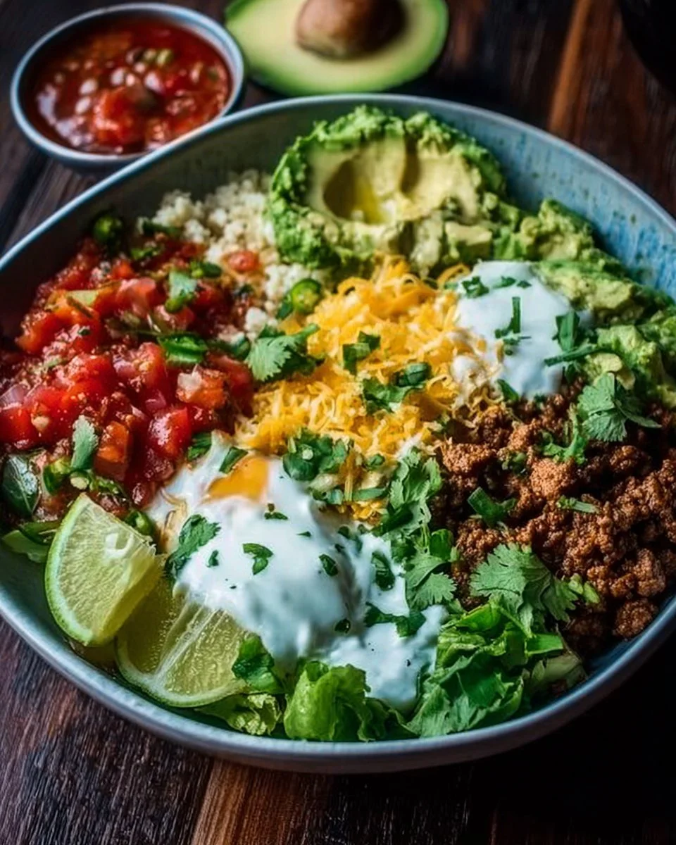 Easy low carb burrito bowl packed with protein for a quick breakfast