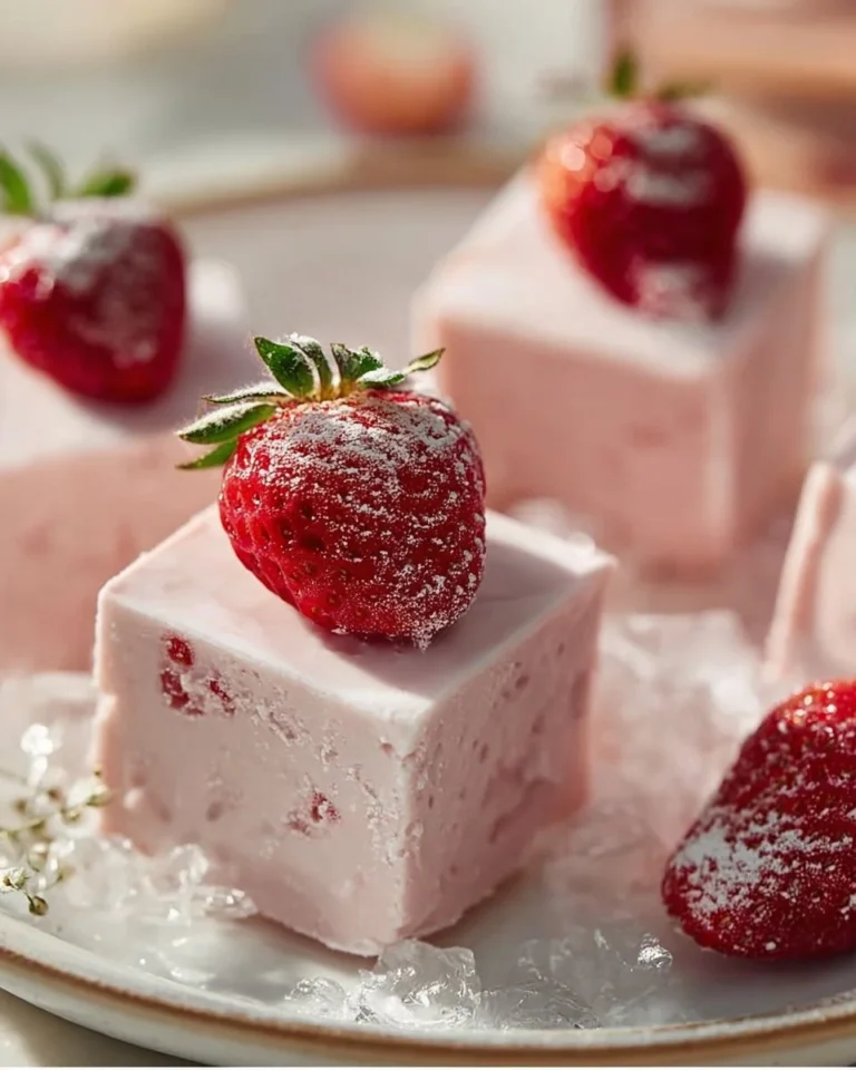 Delicious frozen strawberry yogurt bites, a healthy and refreshing snack option.