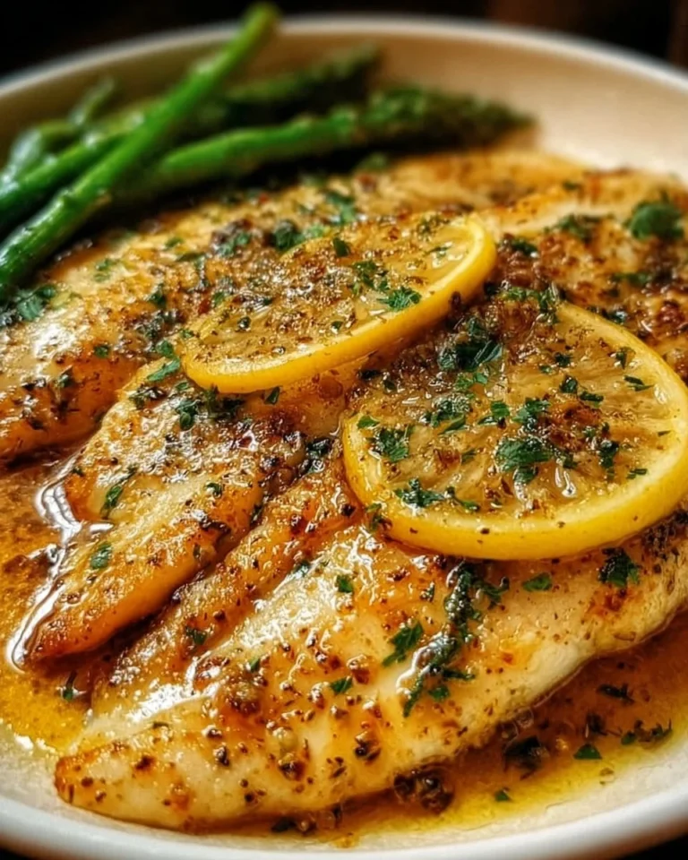 Garlic butter oven baked tilapia on a plate garnished with herbs