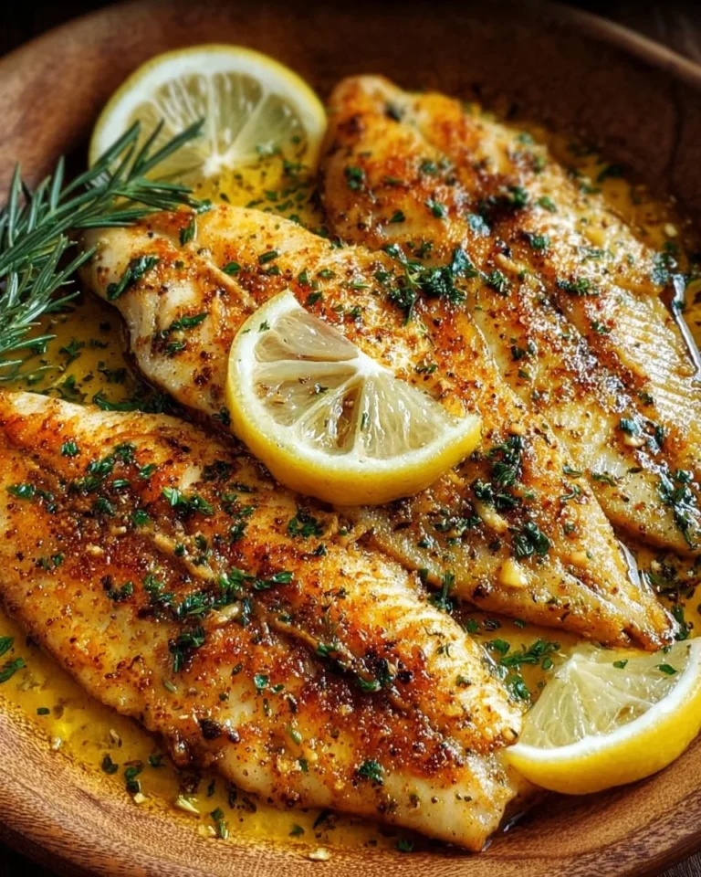 Garlic Butter Oven Baked Tilapia served with herbs and lemon slices