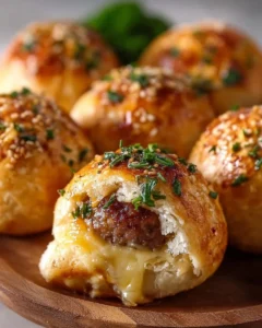 Delicious Garlic Parmesan Cheeseburger Bombs with melted cheese and garlic flavor