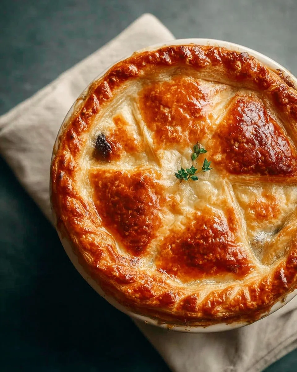 Golden Irish stew topped with flaky puff pastry, a comforting dish from thegirlskitchen.