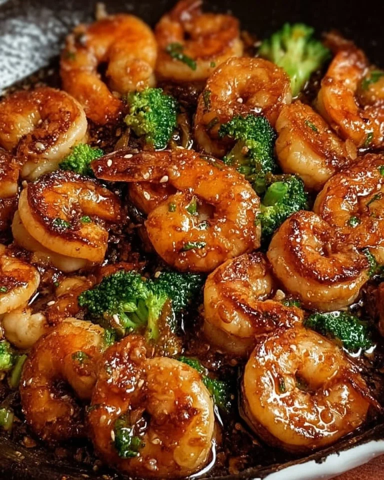 Delicious high-protein honey garlic shrimp served on a plate.