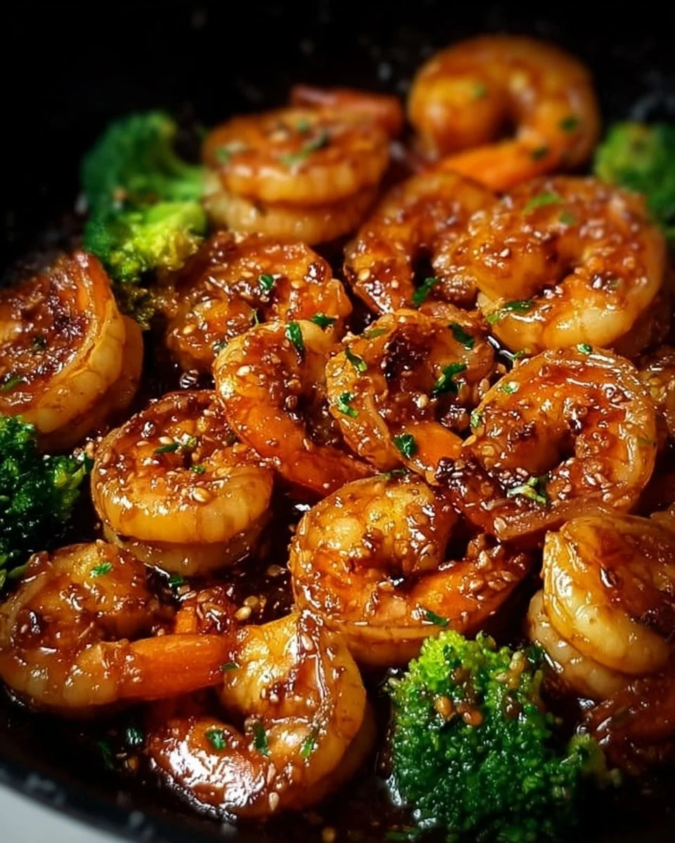 Delicious high-protein honey garlic shrimp served on a plate