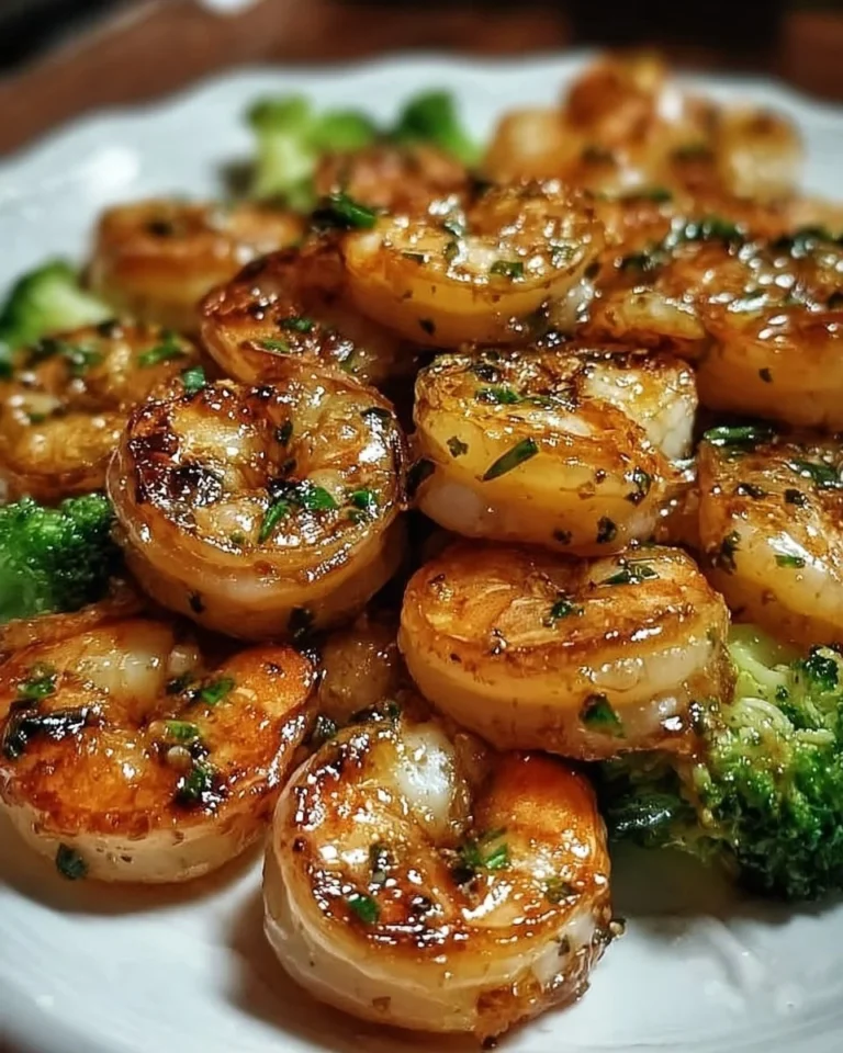 High-protein honey garlic shrimp dish served with vegetables