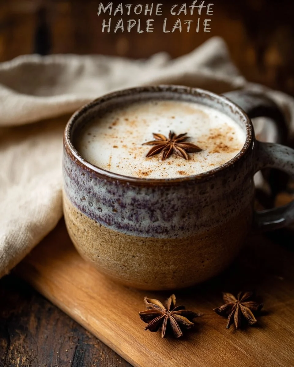 Delicious homemade maple chai latte topped with frothy milk and spices