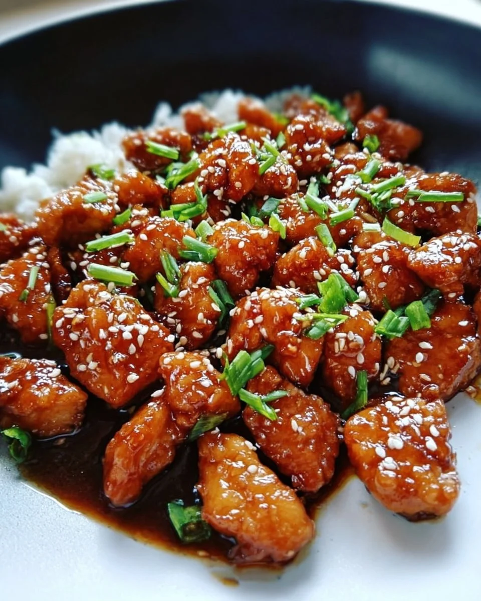 Delicious Honey Garlic Chicken garnished with herbs and served on a plate.