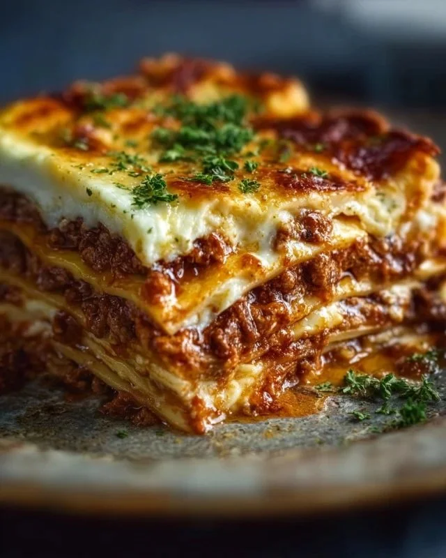 Delicious Million Dollar Italian Lasagna served in a cozy setting