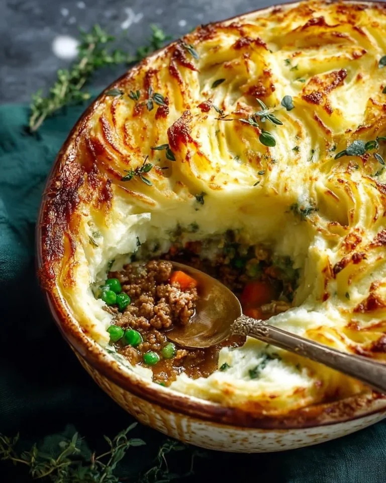 Delicious Irish Colcannon Shepherd's Pie with creamy mashed potatoes and savory filling.