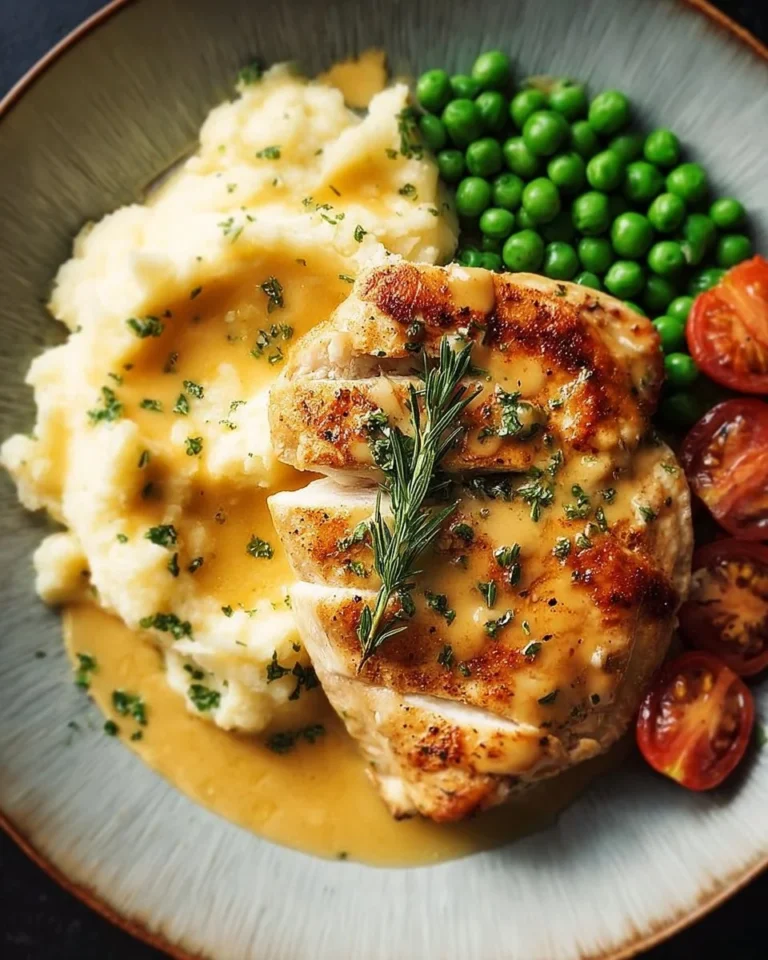 Deliciously creamy Boursin Chicken ready to serve for dinner.