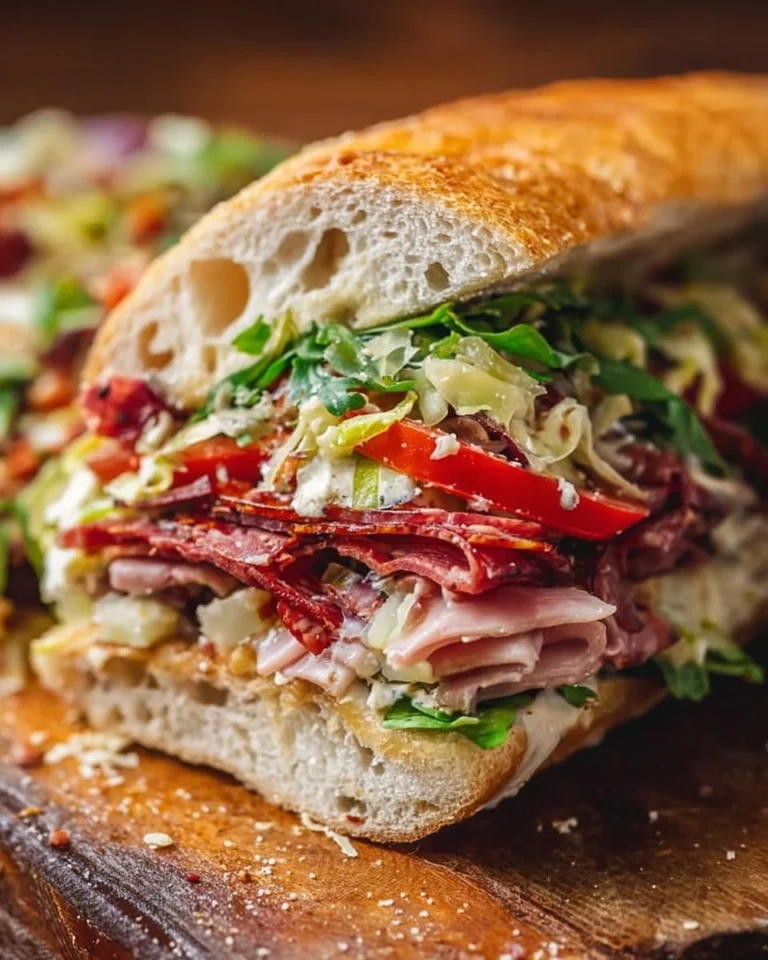 Italian Grinder Salad Sandwich with fresh vegetables and meats