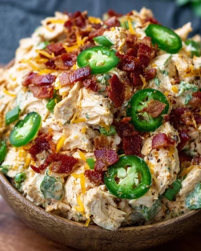 Jalapeno Popper Keto Chicken Salad with fresh ingredients and jalapenos