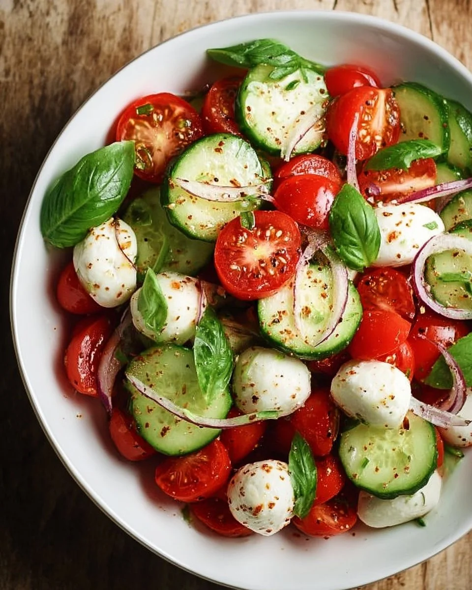 Juicy Cucumber Caprese Salad