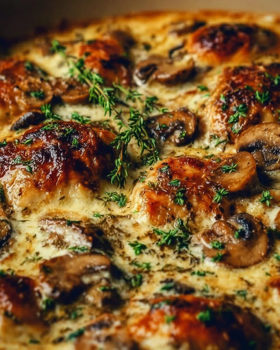 Keto Garlic Mushroom Chicken Casserole