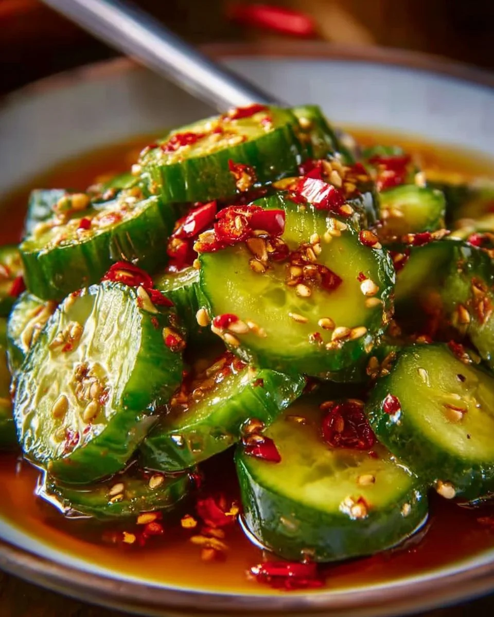 Korean Cucumber Salad with fresh cucumbers and vibrant seasonings