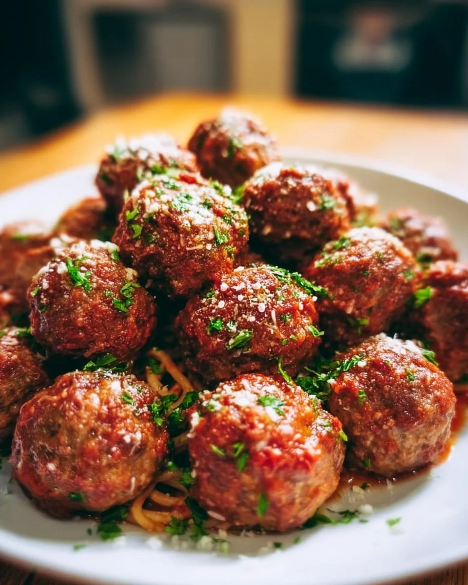 Delicious oven-baked Italian meatballs ready to serve