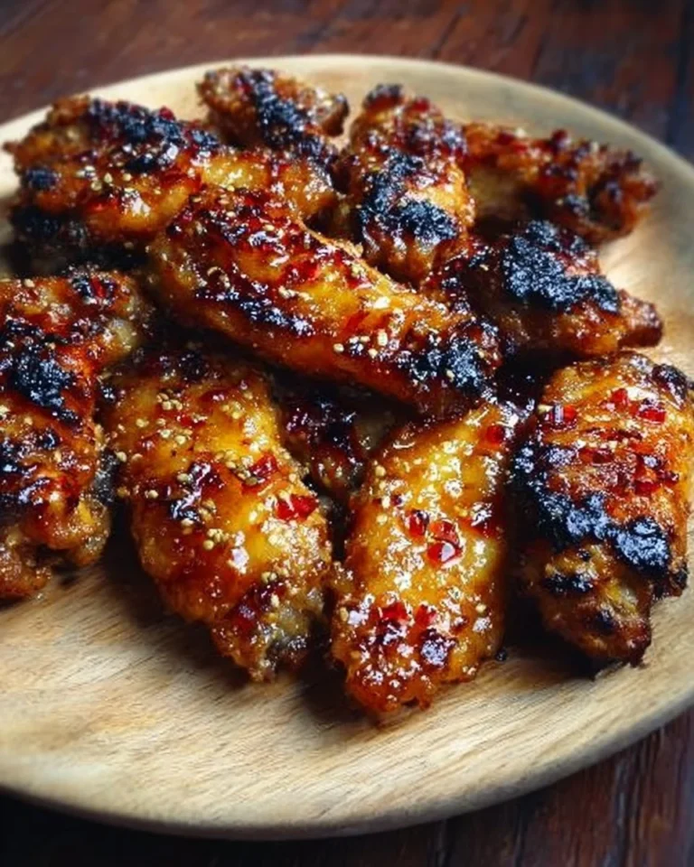 Plate of delicious Pineapple-Teriyaki Wings garnished with sesame seeds and green onions