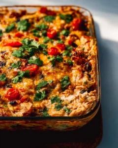 Delicious Protein Burrito Casserole loaded with nutritious ingredients.