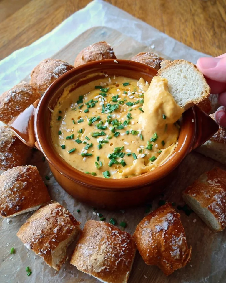 Delicious Irish Beer Cheese Dip served in a bowl with pretzels