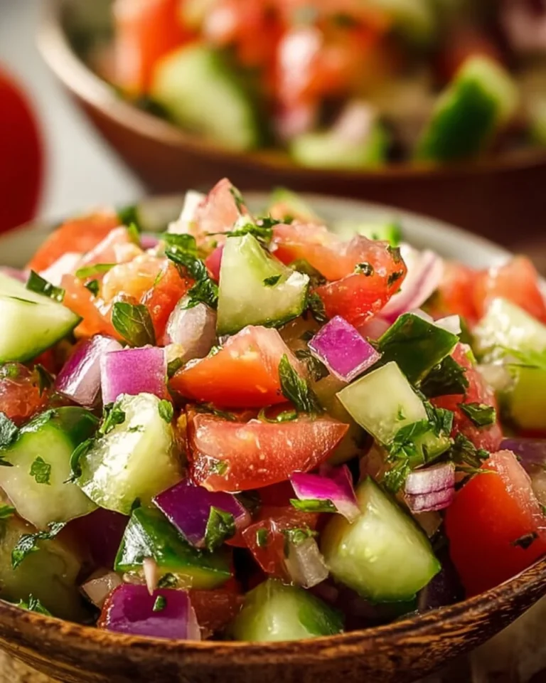 Quick Italian Cucumber Salad with fresh vegetables and vinaigrette dressing