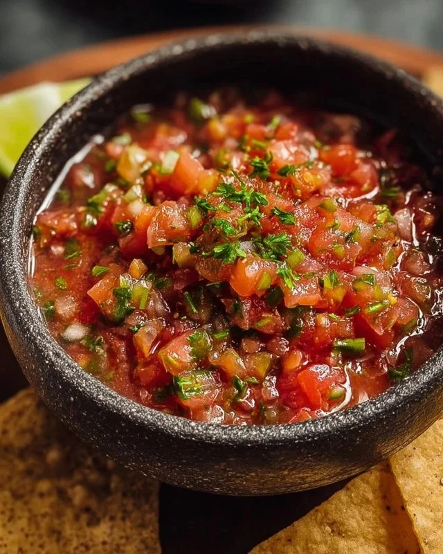 Delicious restaurant-style salsa served with tortilla chips.