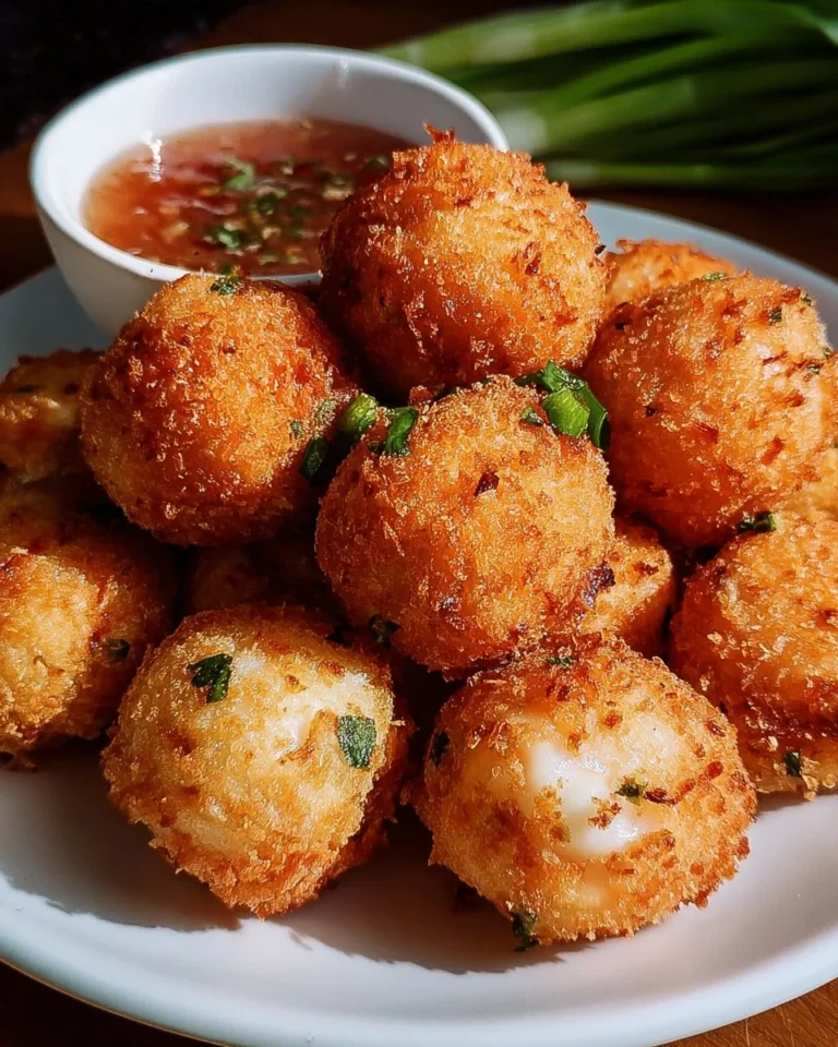 Delicious homemade shrimp balls ready to be served as appetizers.