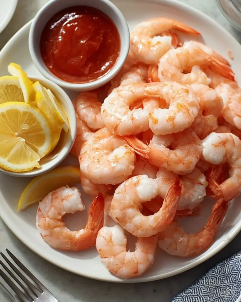Delicious shrimp cocktail served with tangy dipping sauce and fresh lemon.