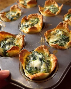 Spinach artichoke wonton cups garnished and ready to serve as appetizers