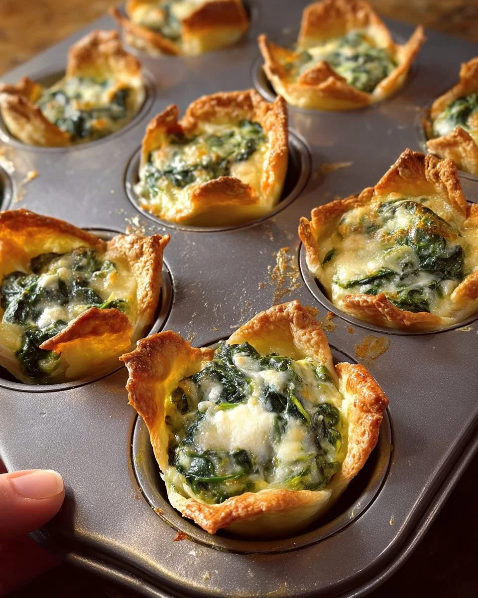 Spinach artichoke wonton cups garnished and ready to serve as appetizers