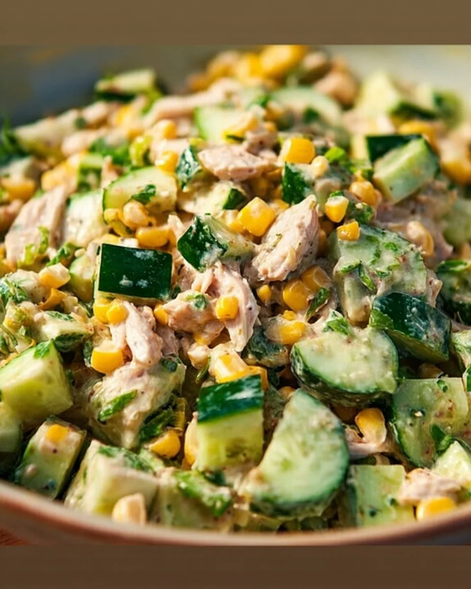 Delicious street corn cucumber salad with fresh ingredients and colorful presentation