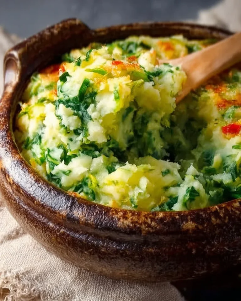 Delicious traditional Irish Colcannon served in a bowl