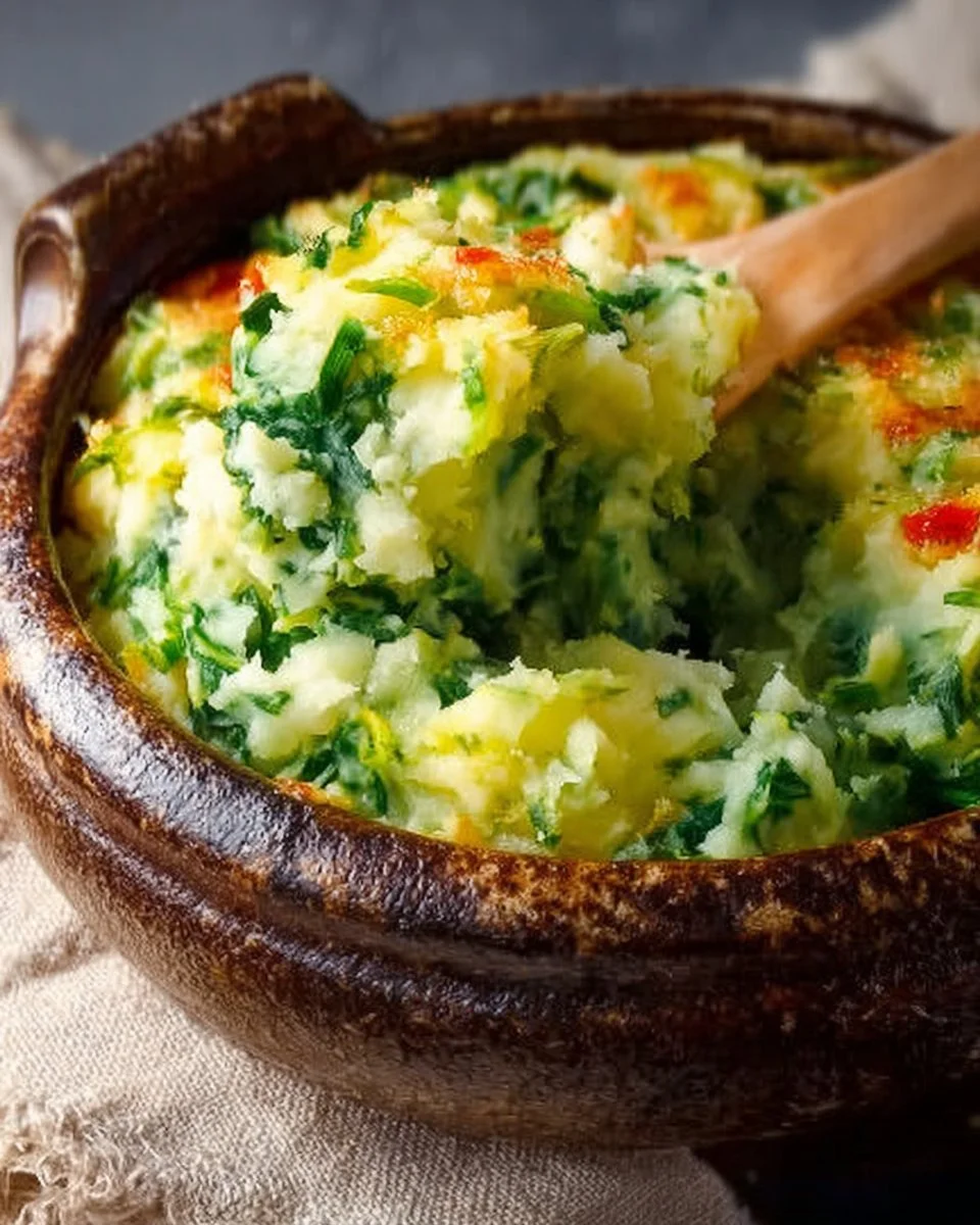 Delicious traditional Irish Colcannon served in a bowl