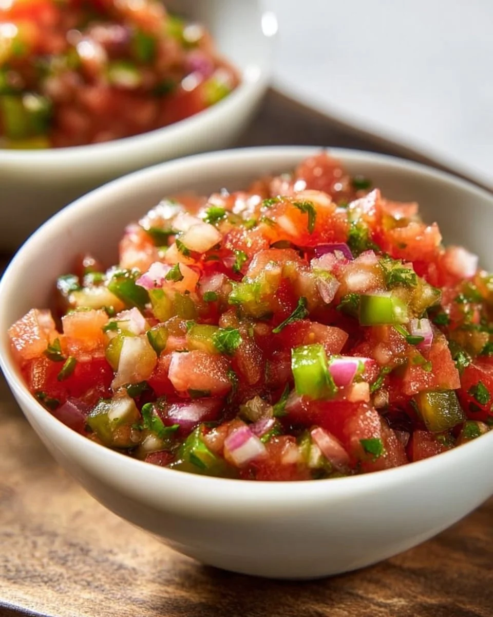 Quick and easy two-minute pico de gallo recipe with fresh ingredients