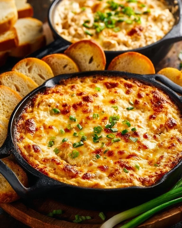 Delicious Ultimate Crab Dip served with crackers and garnished with herbs.