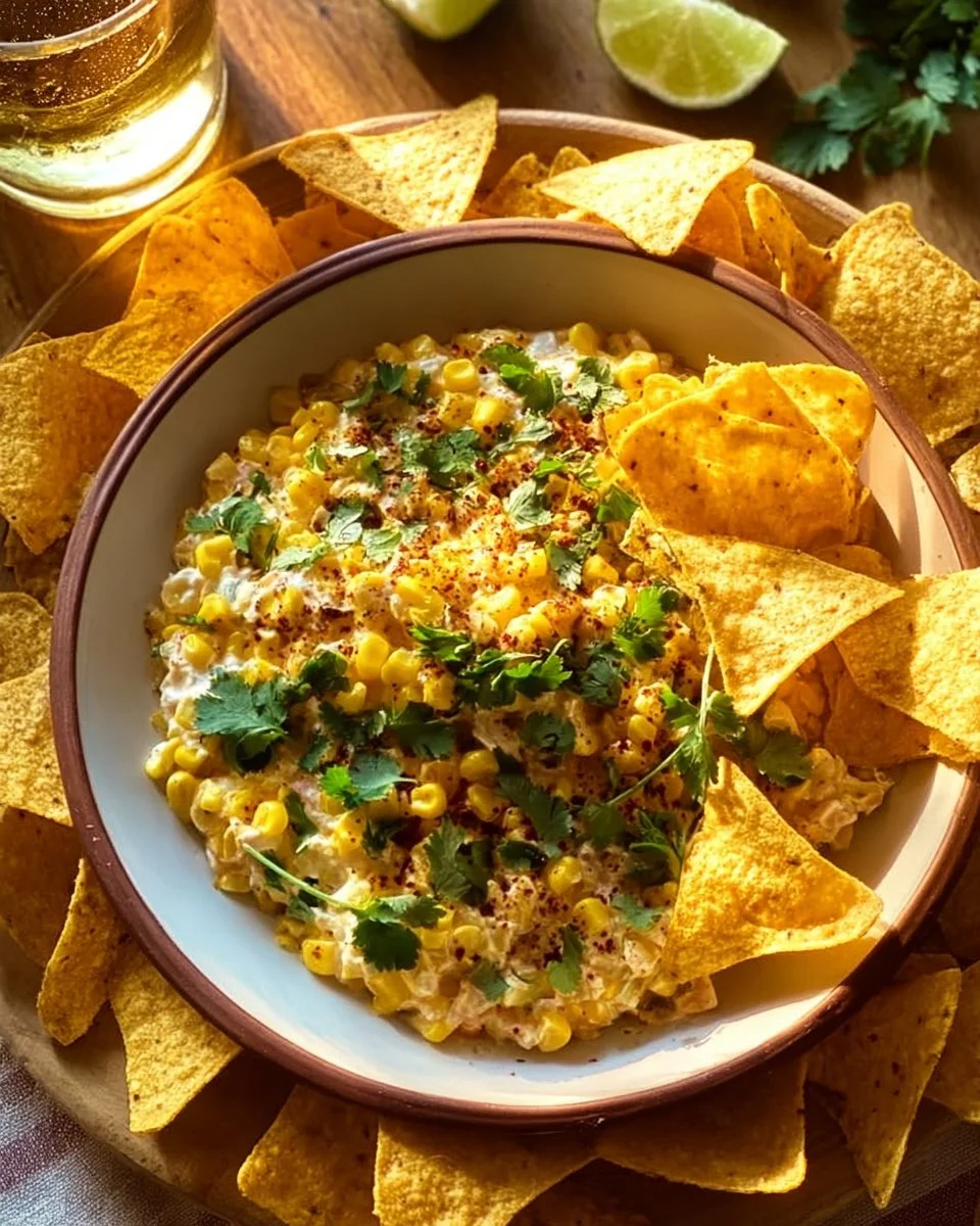 Ultimate Mexican Corn Dip in a bowl topped with cilantro and cheese