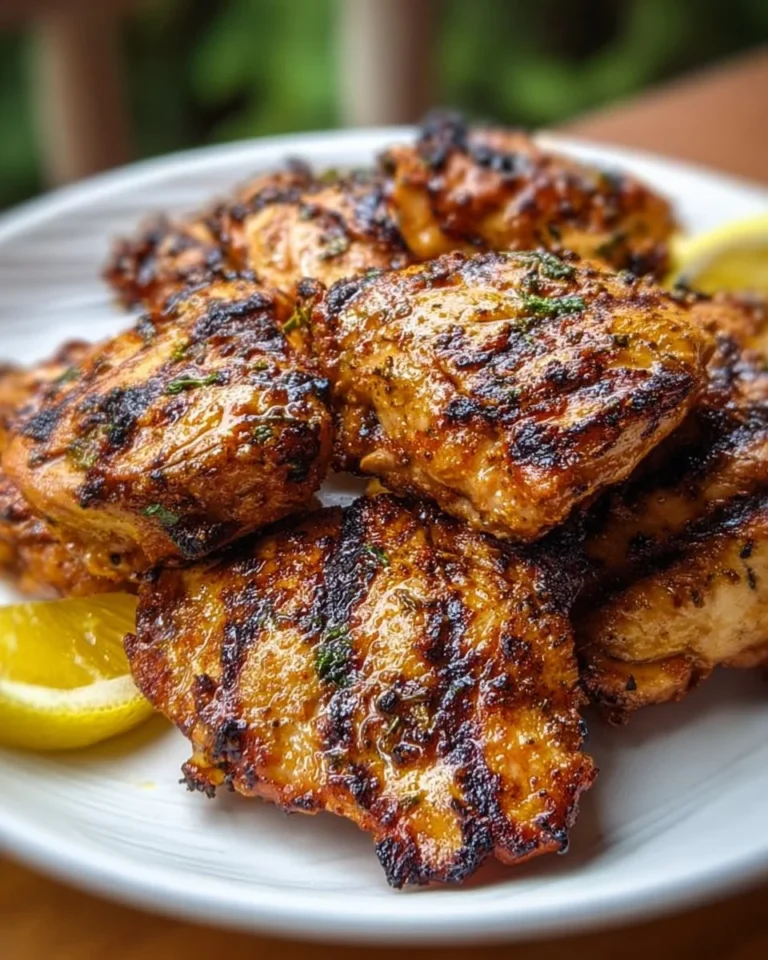 Yogurt marinated chicken thighs grilled to perfection with spices